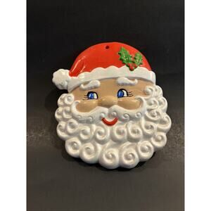 Vintage Ceramic Santa Face Ornament